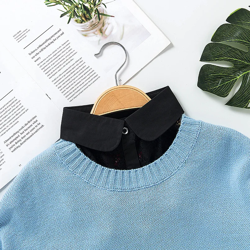 

Linbaiway Women's Lace Floral Shirt Fake Collar Removable Mujer Faux Cols Sweater False Collar Lapel Shirt Blouse Detachable