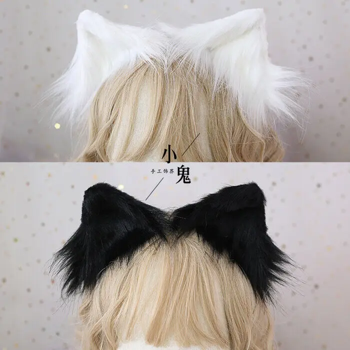 Плюшевые Nekomimi кошачьи ушки Kemonomimi Lolita аксессуары для волос Косплей ручной работы