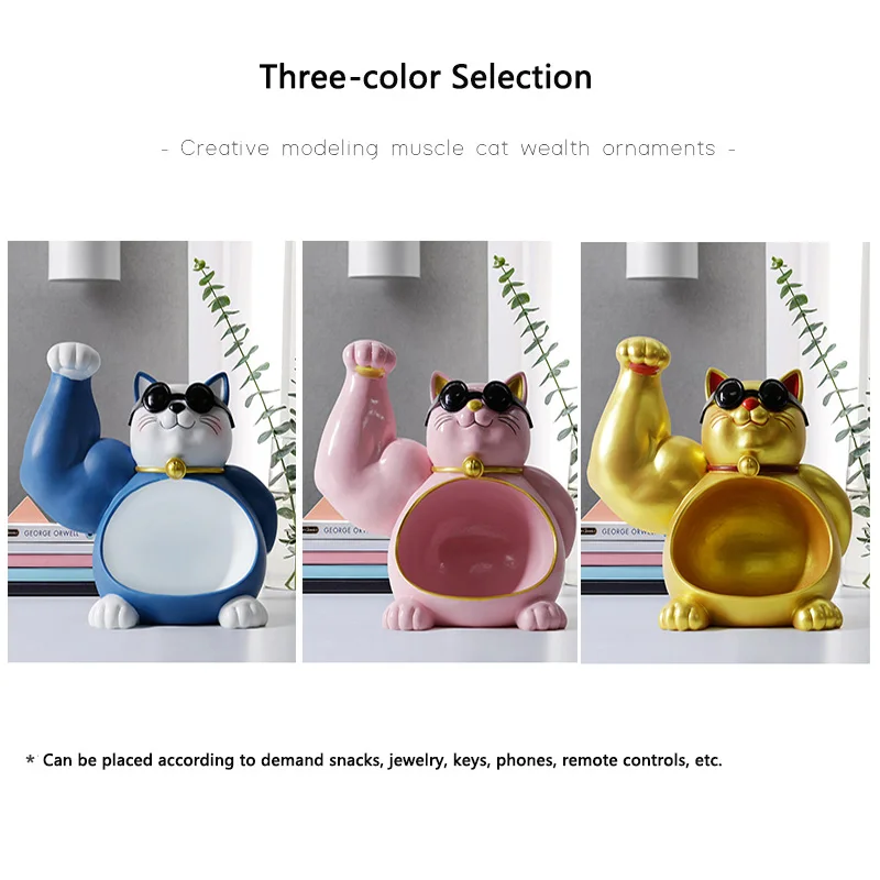 

Animal Statue Lucky Cat Figurine Modern Home Decoration Ornament Resin Craft Gifts Sweety Storage Tank Shop Desk Decor Sculpture