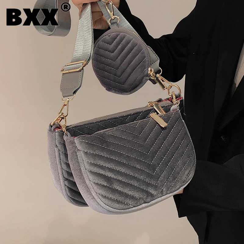 

[BXX] Женская новая многофункциональная Диагональная Сумка с вышивкой из трех предметов, универсальная сумка на плечо, модная Осенняя 2021 GF0854