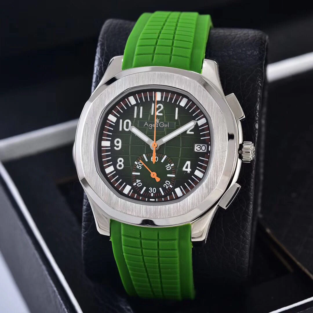 

Classic New Automatic Mechanical Men Silver Black Rubber Sapphire Stainless Steel Transparent Glass Black Sport Watch AAA+
