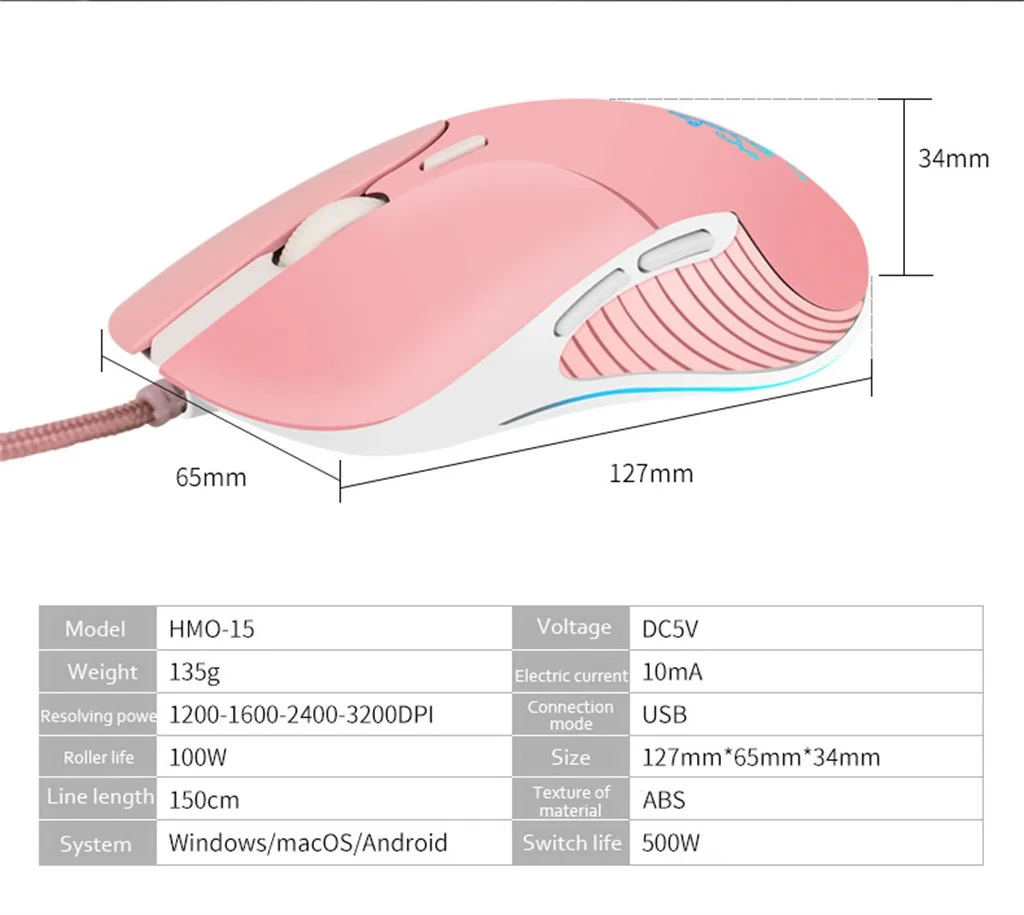 

Girl Cartoon Computer Wire Games Mouses Silent Click 7 Colors Backlit Optical Game Mice Ergonomic USB Wire Gaming mouse