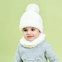 2 pcs baby hat scarf set warm boy girl spring autumn winter hats solid color kids beanie cap infant toddler bonnet accessories