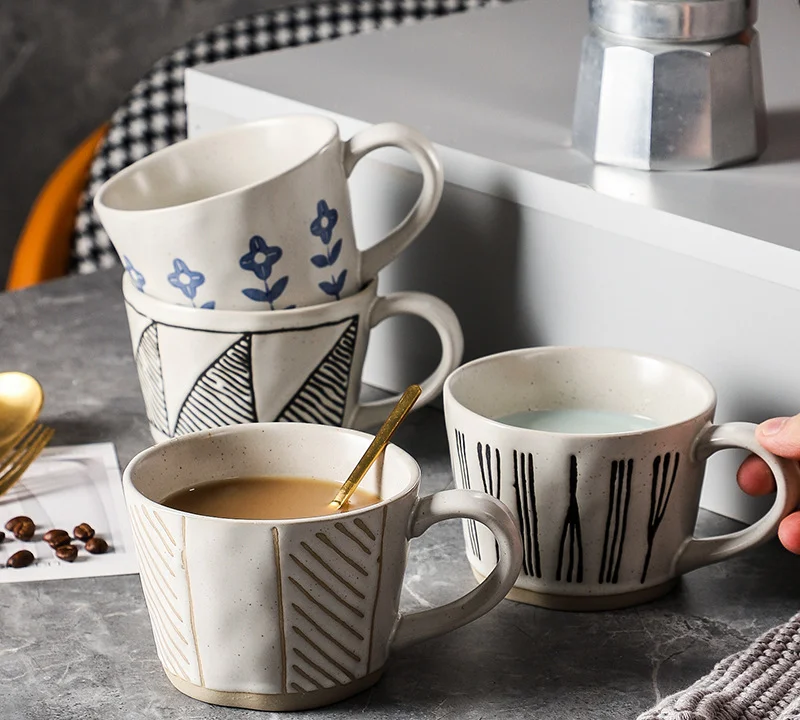 Кофейная чашка ручной работы в стиле ретро керамическая кружка для воды бытовая