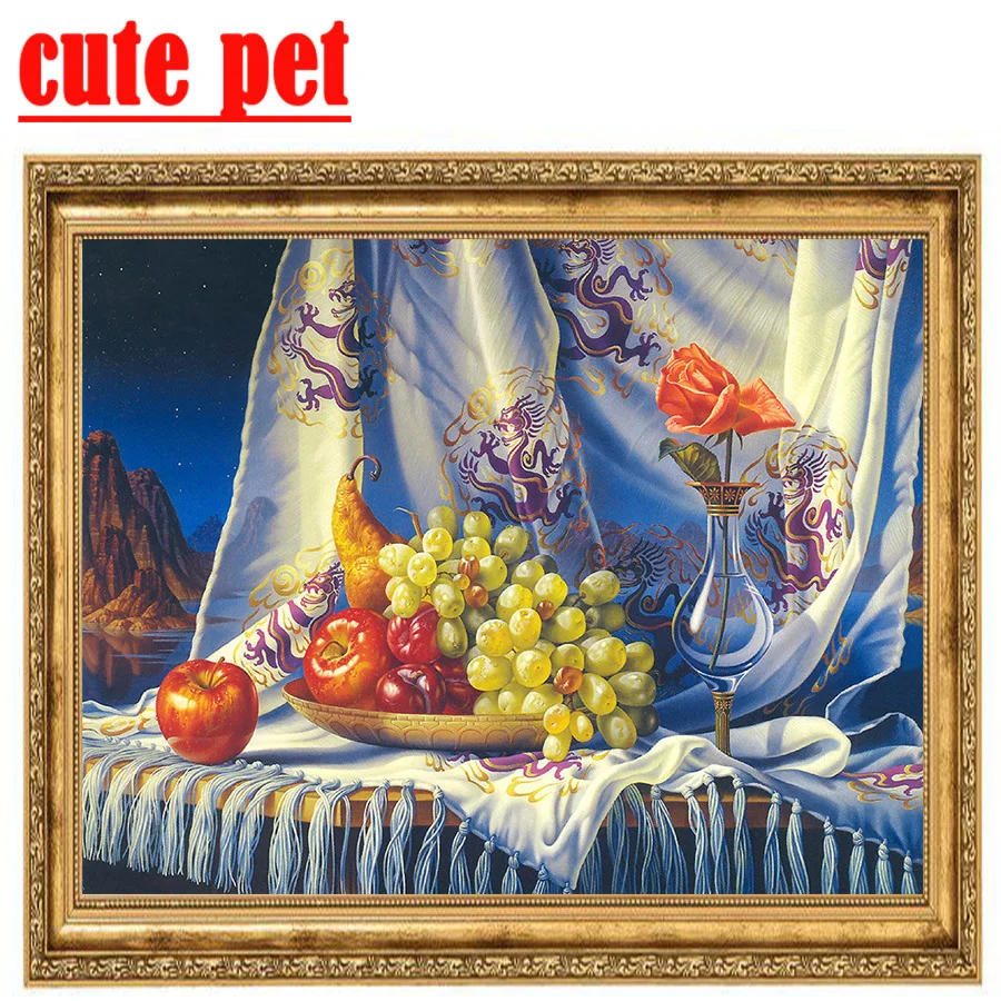 Алмазная картина сделай сам Стразы маслом с фруктами натюрмортом без рамки