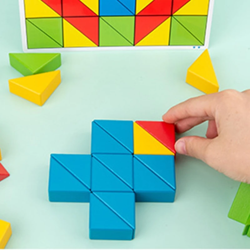 

Wooden 50 Blocks 10 Card Guide Set, Children's Creative and Educational Building 54DA