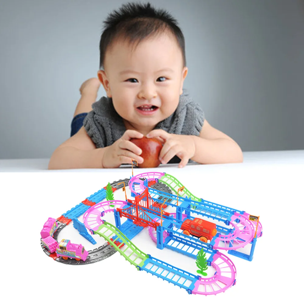 

Electric Railcar Set Assembly Toys Educational Toys Race Track and Electric Car Kit without Battery for Kids Children