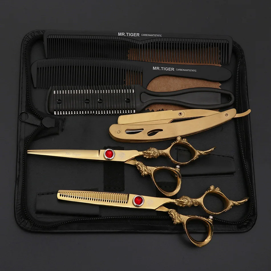 

Hot 5.5 6.0 black japan hair scissors professional hairdressing scissors barber thinning scissor hairdresser haircut shears set