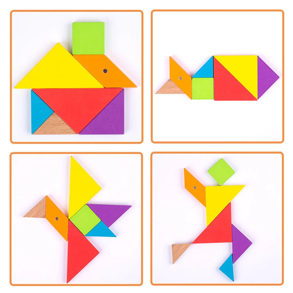 Kids Magnetic Wooden 3D T Tangram Jigsaw Puzzle Board Game Baby Early Educational Toy Gift for Children Learning Developing Toys