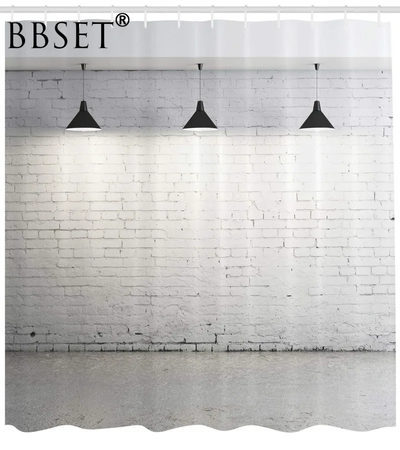 Абстрактная душевая занавеска для кирпичной бетонной комнаты зеркальная экран