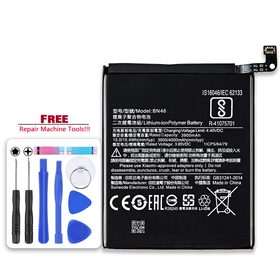 

4000mAh BN46 Battery For Xiaomi Redmi Note8 Note 8T 8 Redmi 7 Redmi7 Note 6 Note6 Bateria + Free tool