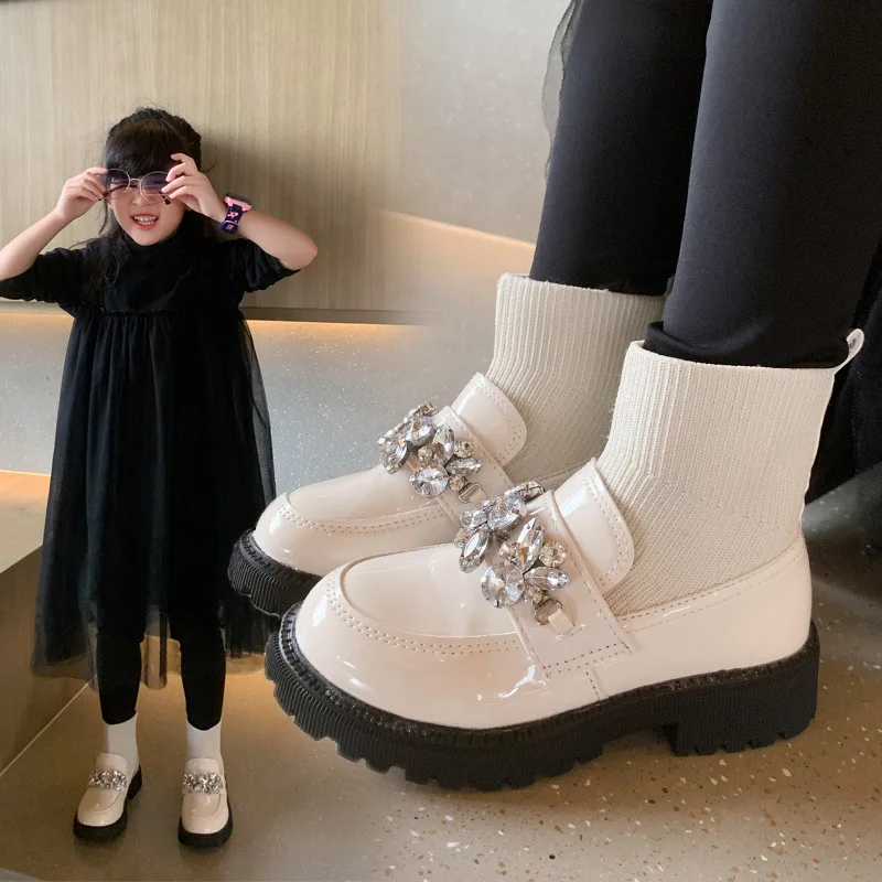 Детские Модные ботильоны носки осенние ботинки челси для девочек детская обувь