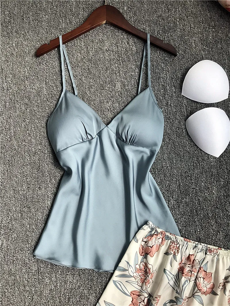 Пижамные комплекты без рукавов с цветочным принтом одежда для сна пижама