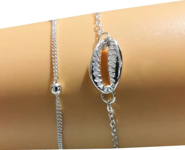 PICKYZ богемные Многослойные Boho браслеты из ракушек женские естественные ракушки ювелирные изделия двойной браслет для женщин подарок браслеты с подвесками