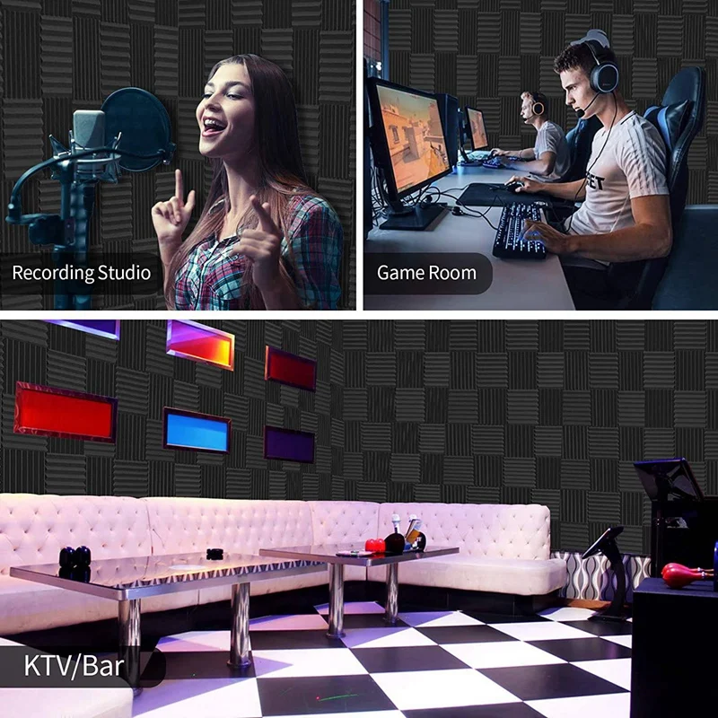 Звукоизоляционные пенопластовые панели на танкетке 24 Пакет Акустические 1x12x12