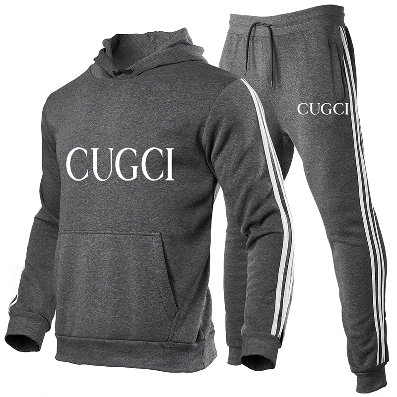 

2021 Fashion Winter Fleece Suit Men's Hoodie + Casual Hip Hop Jumper Set S-3XL High-end Fashion Suit