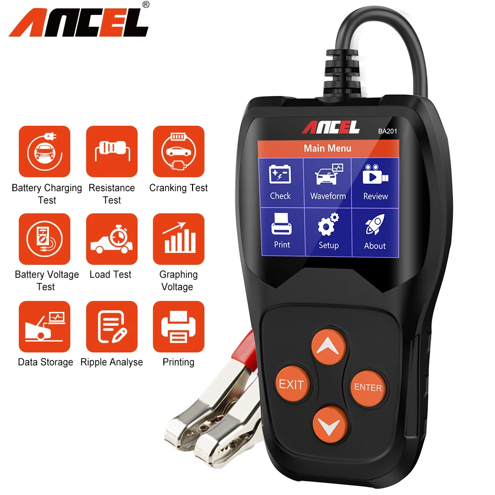 Ancel BA201 тестер цепи автомобиля 12V батарея анализ 100 с нагрузкой напряжения быстрая
