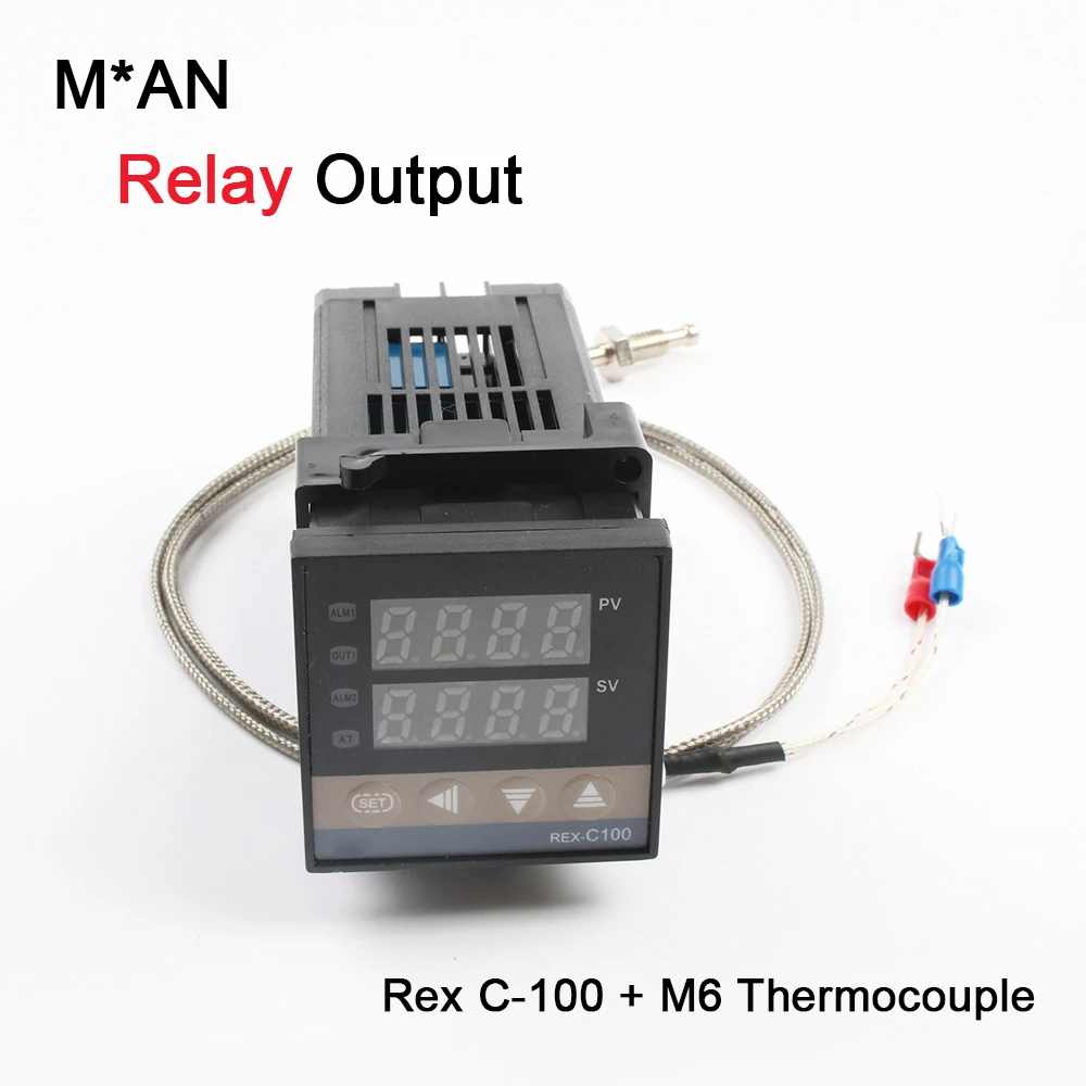 110 В~ 240 В цифровой PID контроллер температуры REX-C100 Рекс C100 термостат+ 40DA SSR реле+ K термопара 1 м Зонд РКЦ - Цвет: M AN and K type