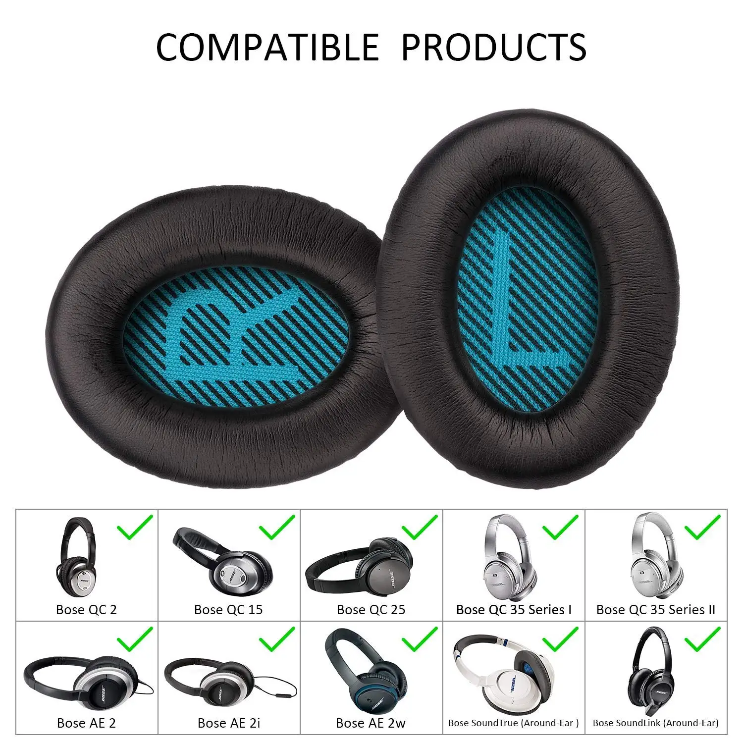 Сменные мягкие губчатые амбушюры для наушников BOSE QC2 QC25 QC35 QC15 AE2 SoundLink SoundTrue Around-Ear II