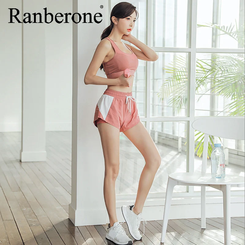 Ranberone 2 To 3 Piece Yoga Set Women Compressed Running Fitness Clothing Gym Cross Crop Top Sport Suit Workout Tracksuit 2021
