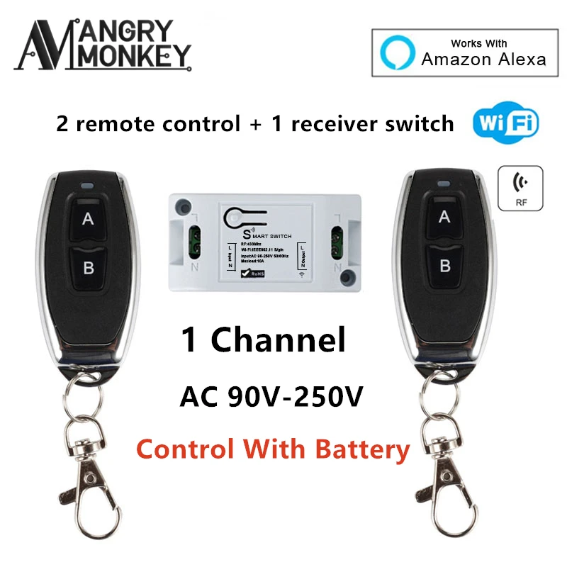 

Беспроводной светильник angry monkey, Wi-Fi, универсальный, 433 МГц, 10 А, RF, модуль умного дома, дистанционное управление через Приложение iOS и Android