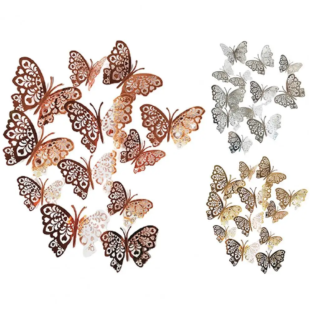 

12Pcs Hollow 3D Butterfly Wall Sticker Decal Living Room Cafe Bedroom Decor