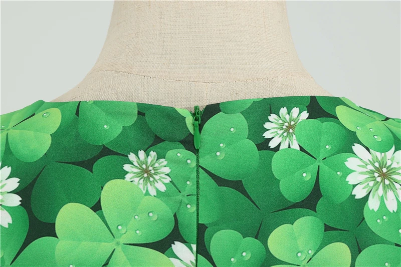 

Summer round neck short-sleeved party dress St. Patrick's Day holiday new women's clover play costume Halloween four-leaf clover