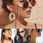 Цепочка для очков в минималистичном стиле Женская, шнурок для солнцезащитных очков, кулон из искусственного жемчуга на цепочке с бусинами, геометрические ремешки, ювелирные изделия, лето