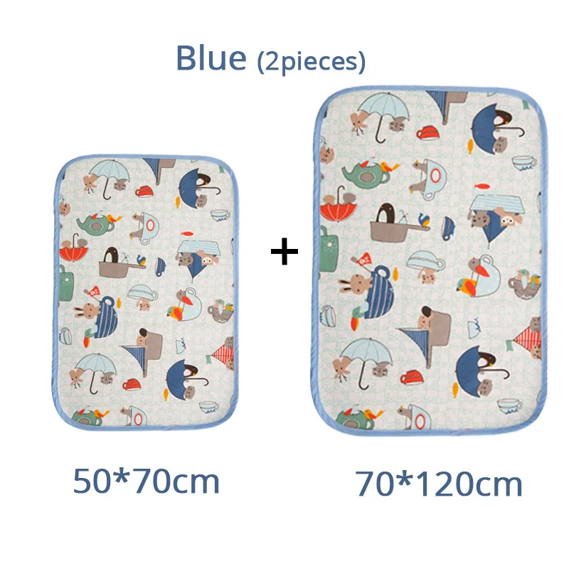 M and L Blue 2pieces Пеленальный Коврик для младенцев, моющийся Водонепроницаемый Матрас С мультипликационным принтом, пеленальный коврик, коврики, подушка, многоразовые пеленки - Цвет: M and L Blue 2pieces
