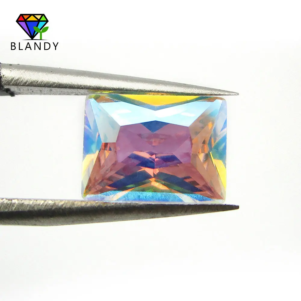 Plating AB Color Cubic Zirconia Stone 3x5~10x12mm Rectangle Shape Multicolor CZ Synthetic Gems For Jewelry | Украшения и