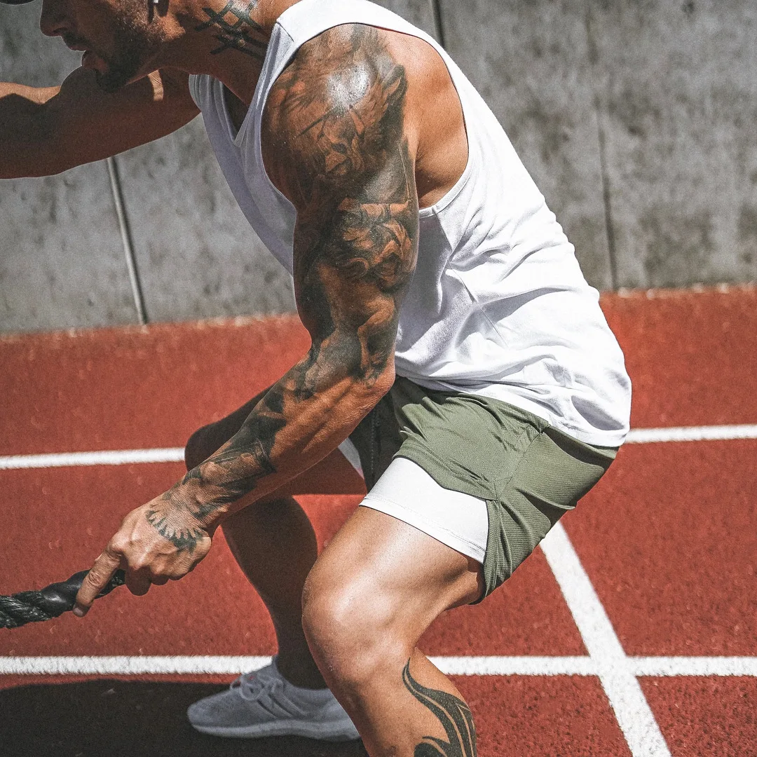 

Men Running Shorts Quick Dry Double layers Short Pants Jogging Gym Fitness Training Outdoor Sport Summer Sportswear