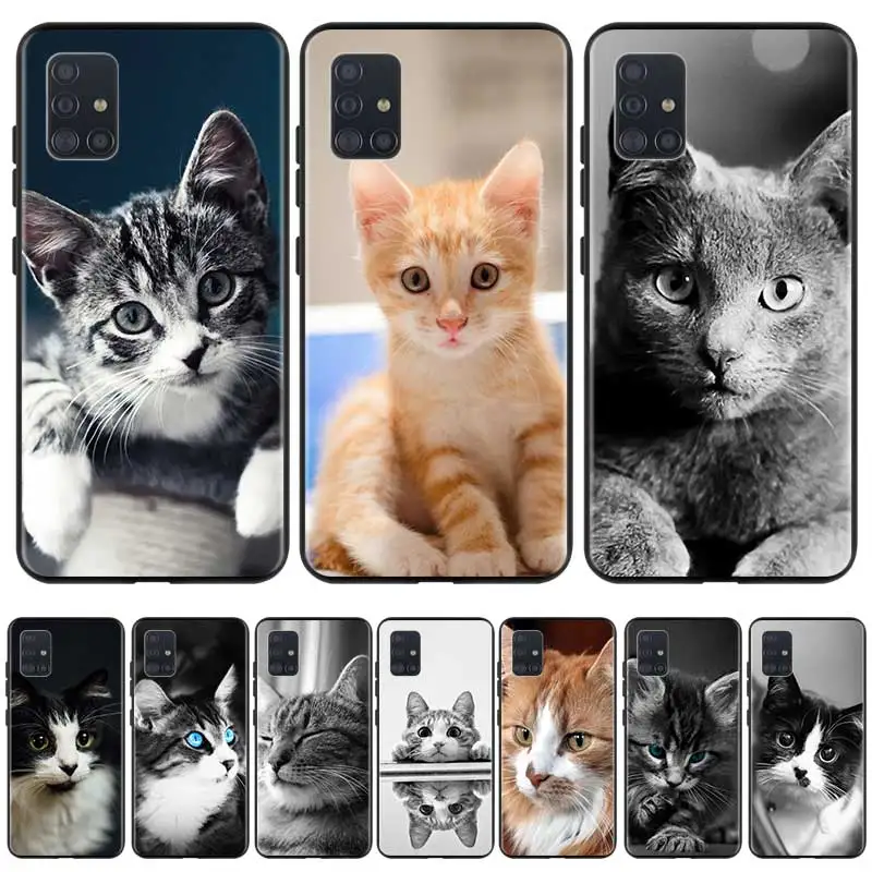 Silicone Case For Samsung Galaxy A52 A51 A71 A50 A70 A10 A20e A30 A40 A21s A41 A31 Back Cover Fundas Phone Housing Cat Lovely