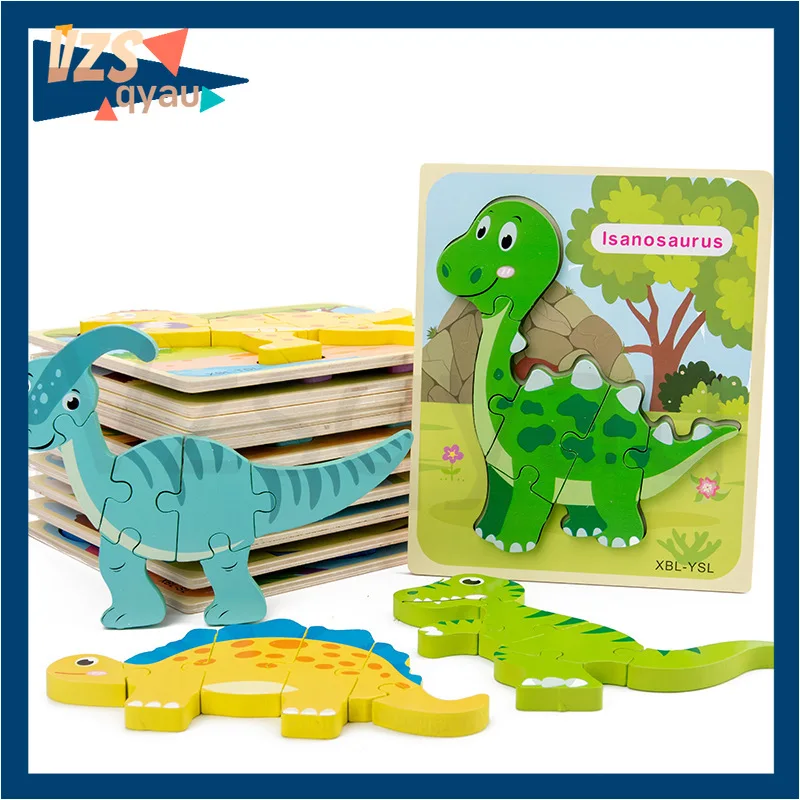 

Лидер продаж, деревянные игрушки, 3d пазл-Динозавр из массива дерева, Детские Портативные головоломки, безопасные деревянные игрушки, детски...