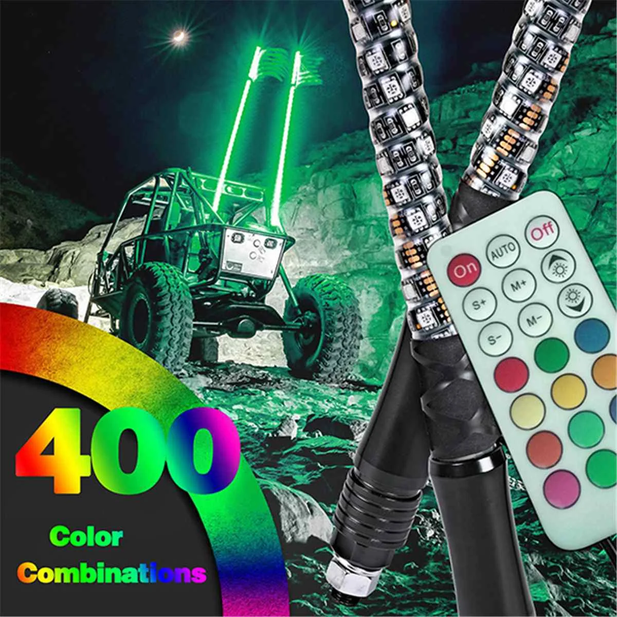

3/4/5FT LED Whip Light RGB Waterproof Bendable Remote Control Multi-color Super Bright Flagpole Lamp Light for SUV ATV UTV RZR