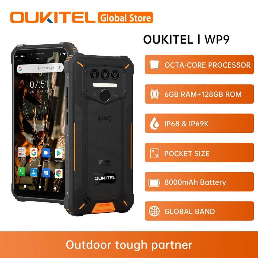 OUKITEL WP9 NFC 5 86 &quotHD + Android 10 Helio P60 Octa Core 8000 мА/ч 16MP 6 ГБ 128 прочный мобильный