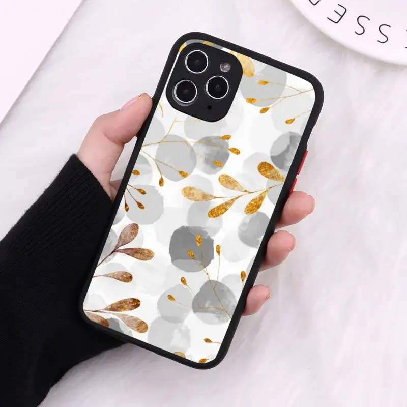 

Phone Case For iPhone 12 11 Mini Pro XR XS Max 7 8 Plus X Watercolor plants with flowers Matte transparent Cover