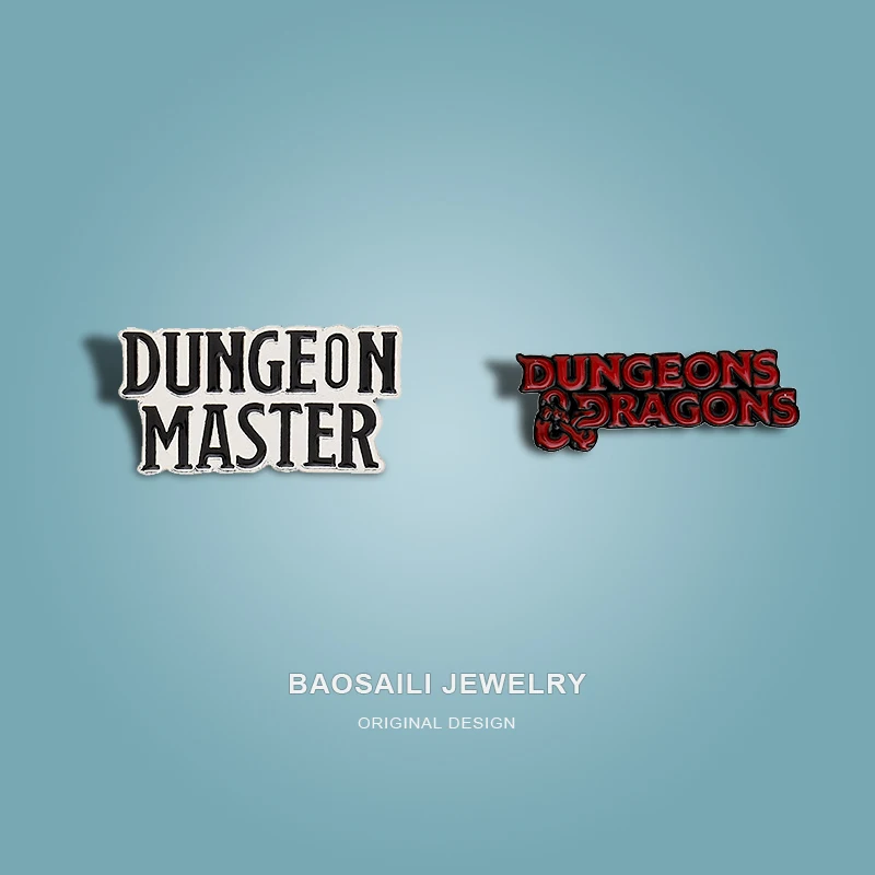 MIX DESIGNS DND Dungeon Master with Dragon Enamel Pin Custom Brooch Pouch Clothing lapel Pin D20 Insignia WHOLESALE
