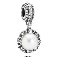 original 925 sterling silver charm new fashion shining pearl pendant fit pandora women bracelet necklace diy jewelry