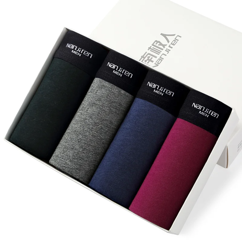 4pcs/lot Men's Underwear Boxers  Male Panties Cotton Breathable Man Boxer Solid Underpants Comfortable Brand Shorts Mens Boxers