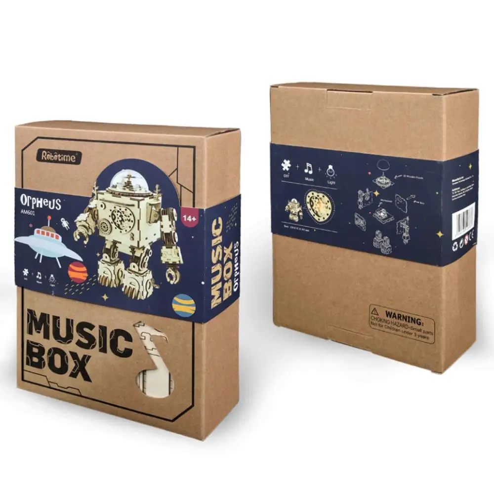 Robotime 5 видов 3D стимпанк головоломка DIY движение собранная деревянная модель игрушки для детей и взрослых тренировка мозга музыкальная шкатулка AM680