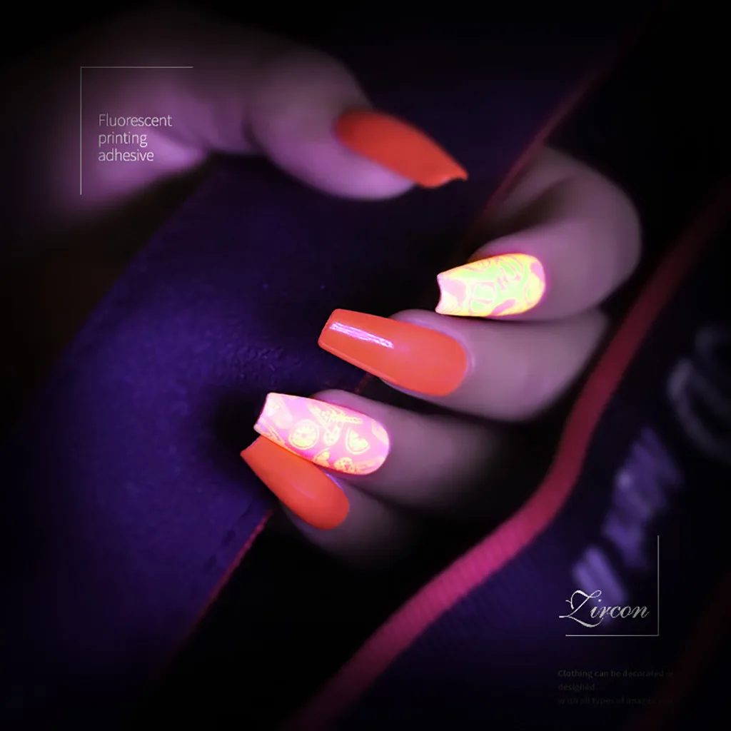 Серия флуоресцентных неоновых светящихся гель-лаков для ногтей в темноте 6