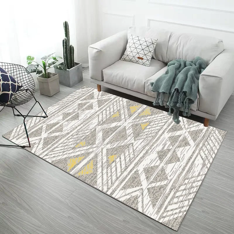 

KC Modern Minimalist Nordic Style Rectangular Printed Carpet Floor Mats for Children Crawling Coffee Table Living Room Carpets