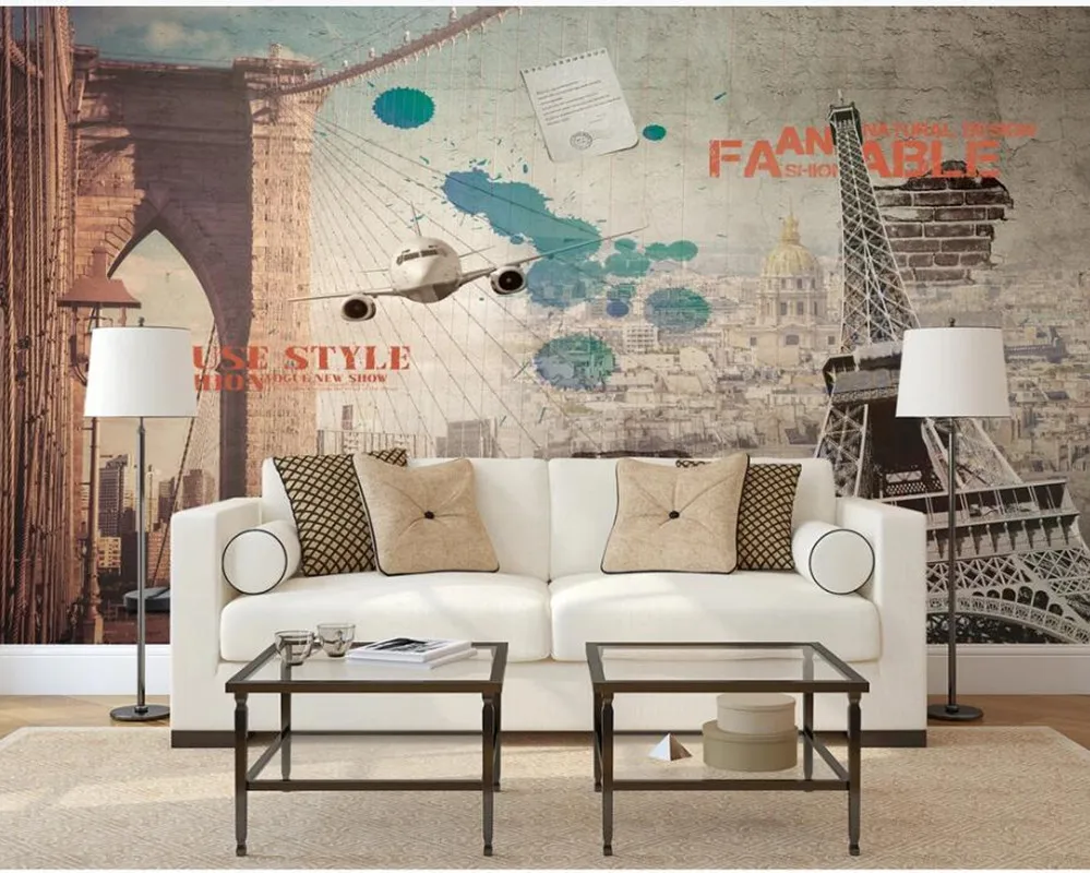 

AINYOOUSEM Modern minimalist hand painted city building background papier peint papel de parede wallpaper 3d wallpaper stickers