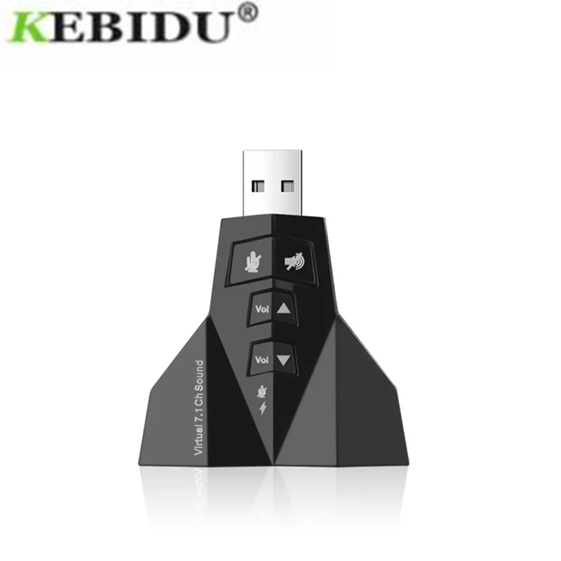 

kebidumei USB Audio External Sound Card Digital Dual Virtual Adapter for 3.5mm Jack Stereo Headset 7.1 Channel