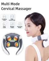 smart home 4d electric neck massager magnetic pulse heated far infrared heating pain relief cervical massage with remote control