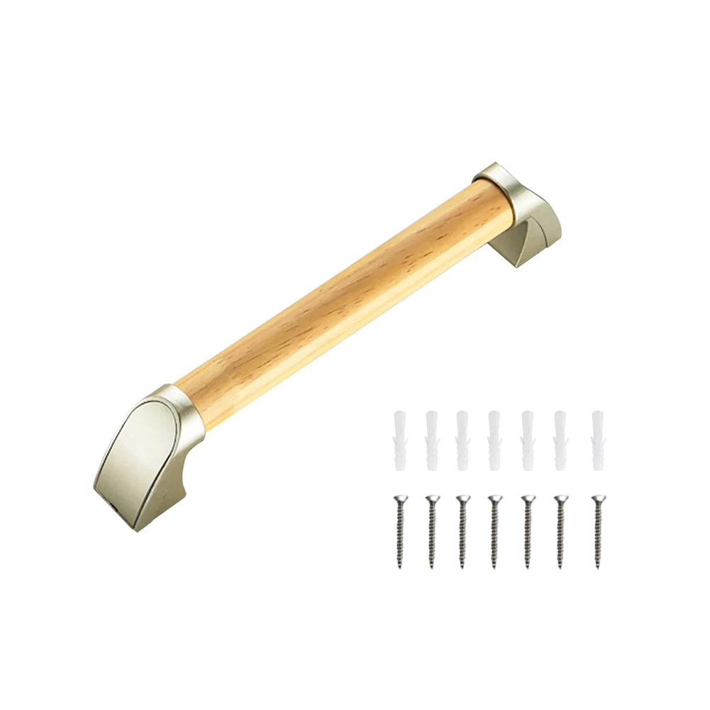 

Home Bathroom Durable Wall Mounted Wooden Grab Bar Shower Waterproof Non Slip For Elderly Straight Wear Resistant Heavy Duty