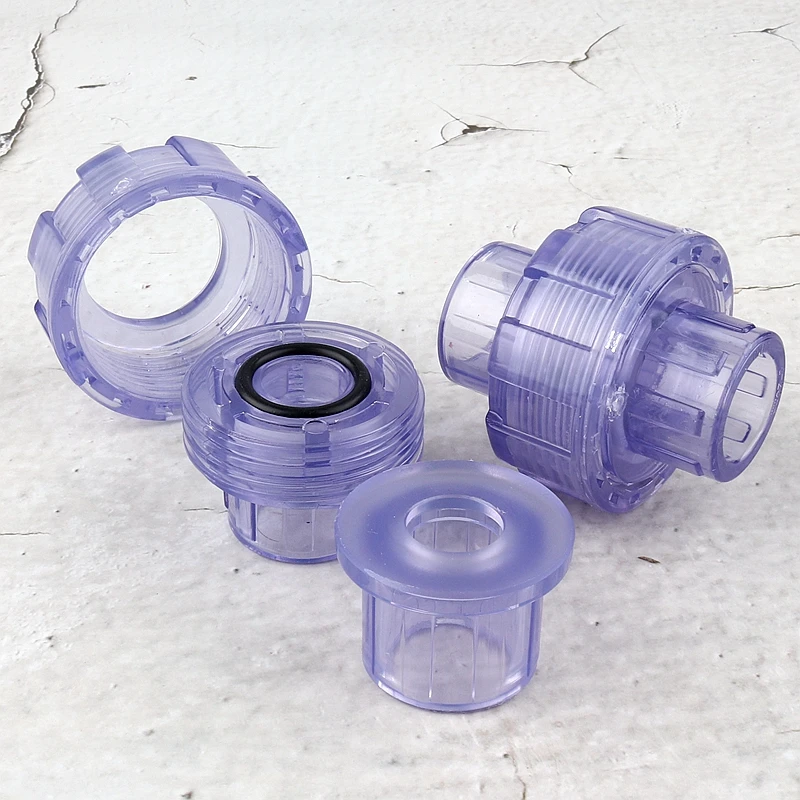 

Inner Diameter 20/25/32/40/50/63mm UPVC Pipe Transparent Union Connector Aquarium Fish Tank Joints Irrigation Watering Fittings