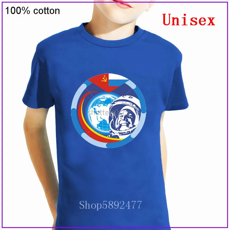 Russia CCCP Yuri Gagarin children boys girls clothes Popular Short Sleeve Crew neck Cotton Family Soviet cosmonaut 1961 T Shirts | Детская