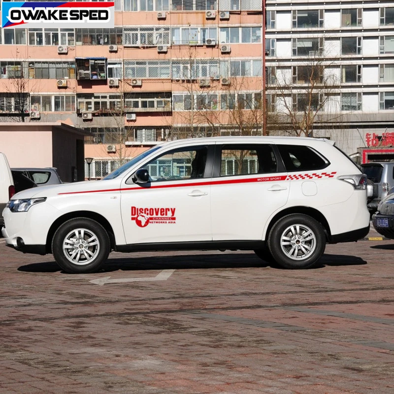 Автоспорт графика Виниловая Наклейка Авто Боковая дверь линия талии полосы для Mitsubishi Outlander EX автомобиля Стайлинг кузова стикер