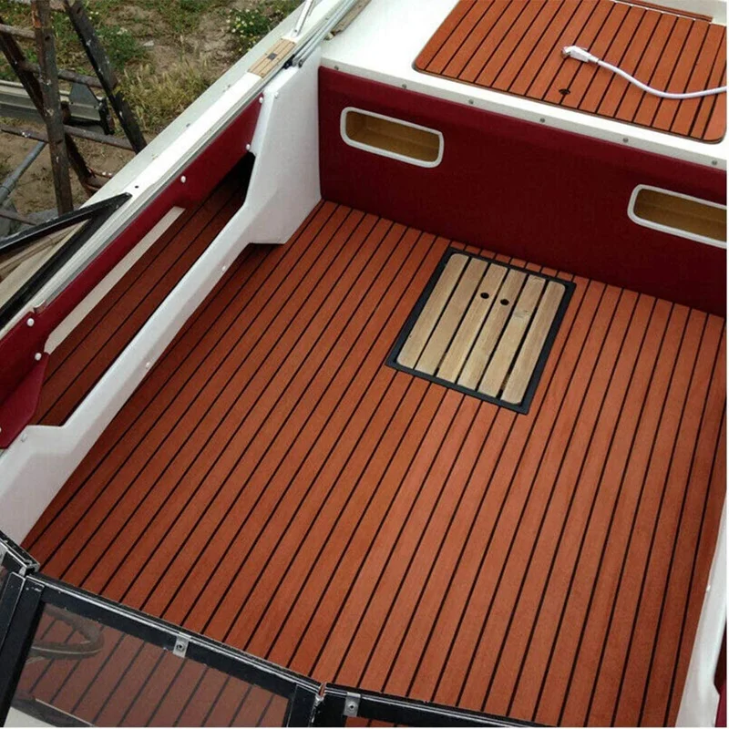 

EVA Teak Decking Sheet for Boat Yacht Marine RV Floor Carpet Non-Slip and Self-Adhesive Bevel Edge Carpets Pad